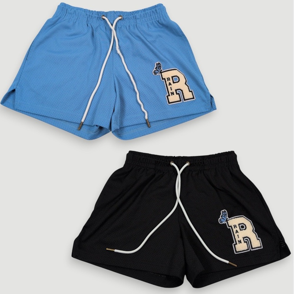 Ryoko Rain Mesh Shorts Men Small 4" Inseam Blue Black Streetwear Embroidered Lot